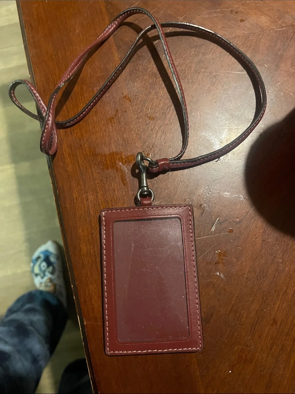 Coach Pink Floral Card & Key Holder with Burgundy Trim